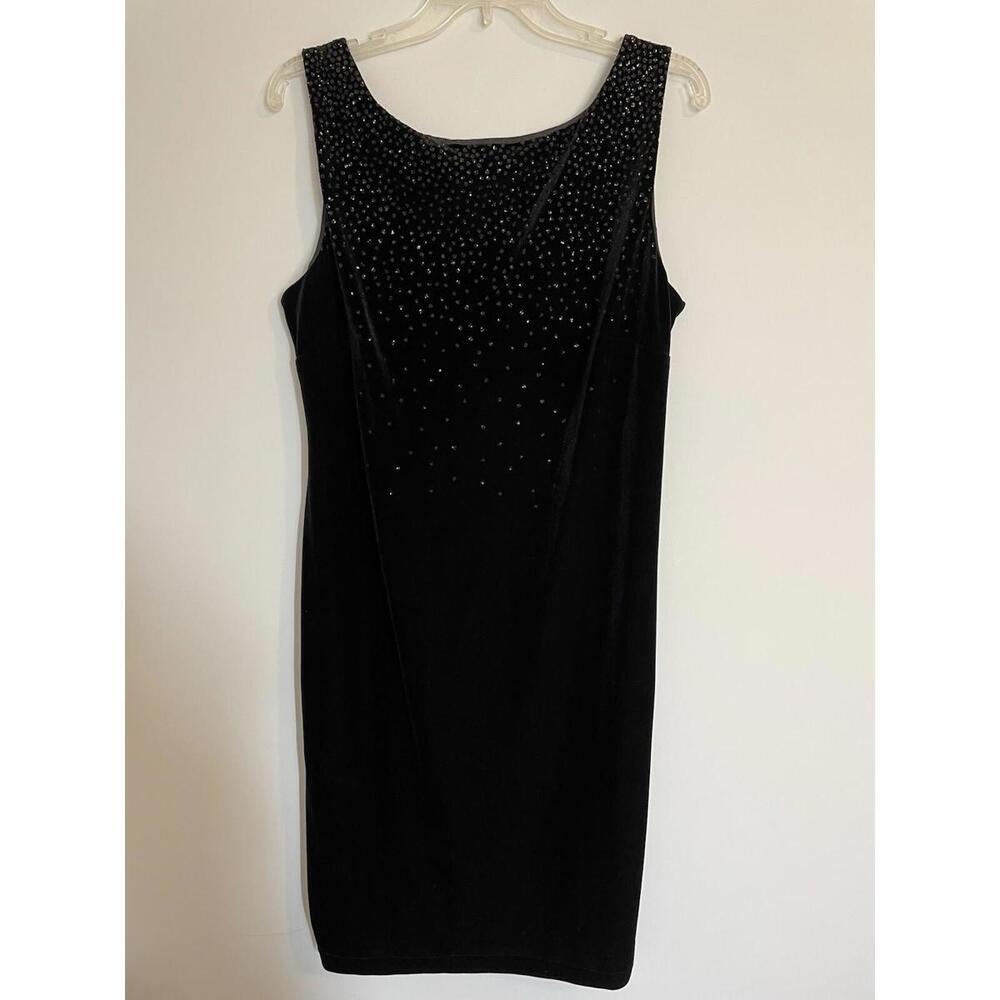 VTG Robbie Bee Velvet Dress Black Size 14 Rhinestone Sleeveless  Formal Wedding